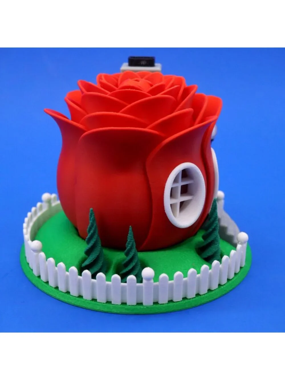 Red Rose Fairy House Night Light Battery Tea Light Holder